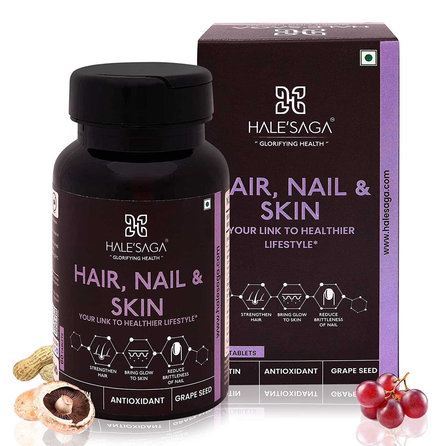 Hair Skin Nails Supplement for Women & Men - Halesaga